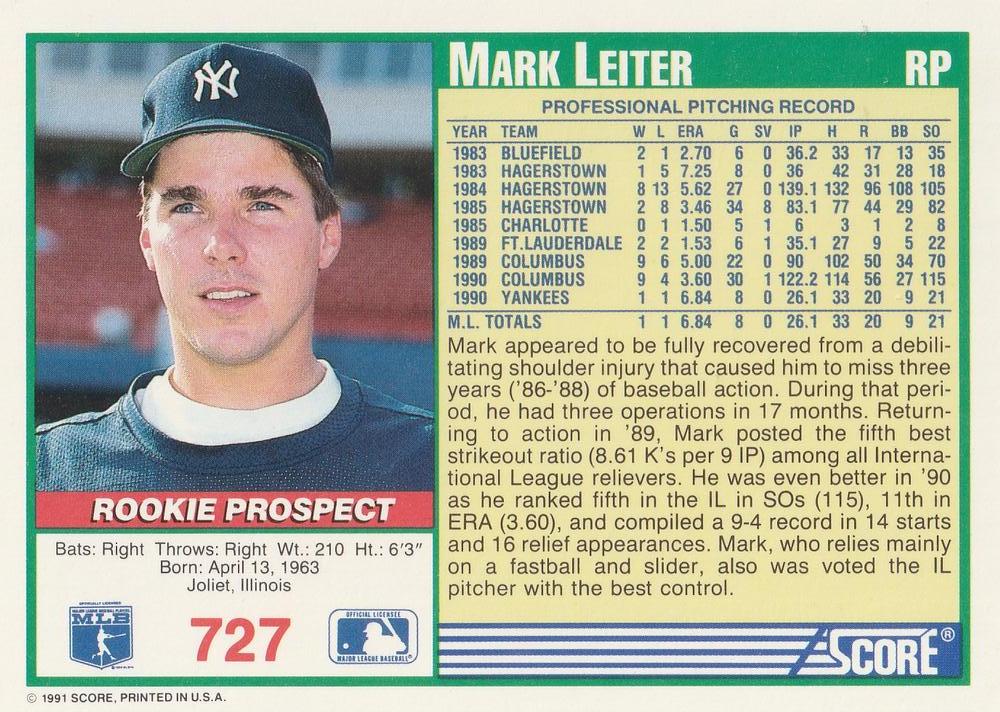 Mark Leiter  baseball card collectible - Main Image 2