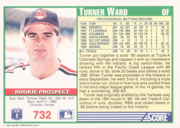 Turner Ward  baseball card collectible - Main Image 2