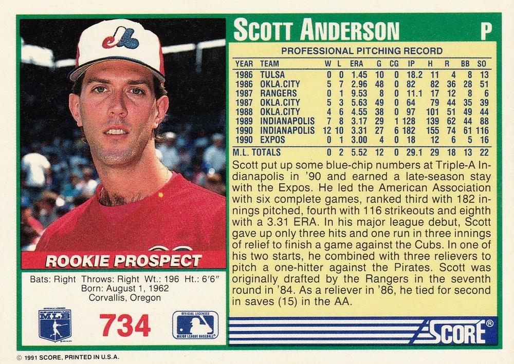 Scott Anderson  baseball card collectible - Main Image 2