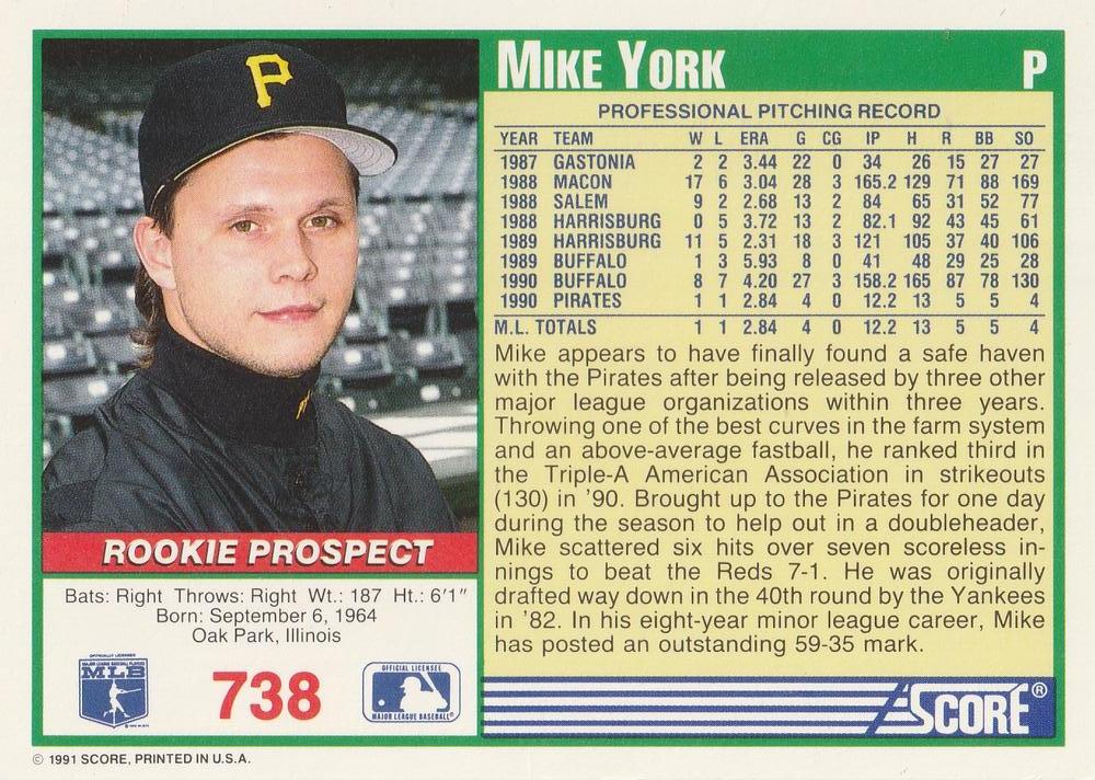 Mike York  baseball card collectible - Main Image 2