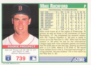 Mike Rochford  baseball card collectible - Main Image 2
