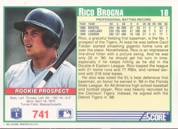Rico Brogna  baseball card collectible - Main Image 2