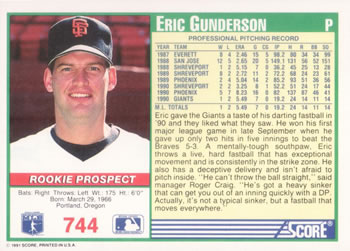 Eric Gunderson  baseball card collectible - Main Image 2