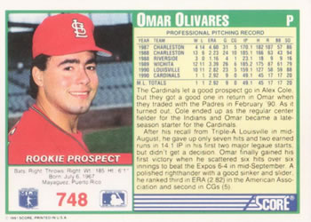 Omar Olivares  baseball card collectible - Main Image 2