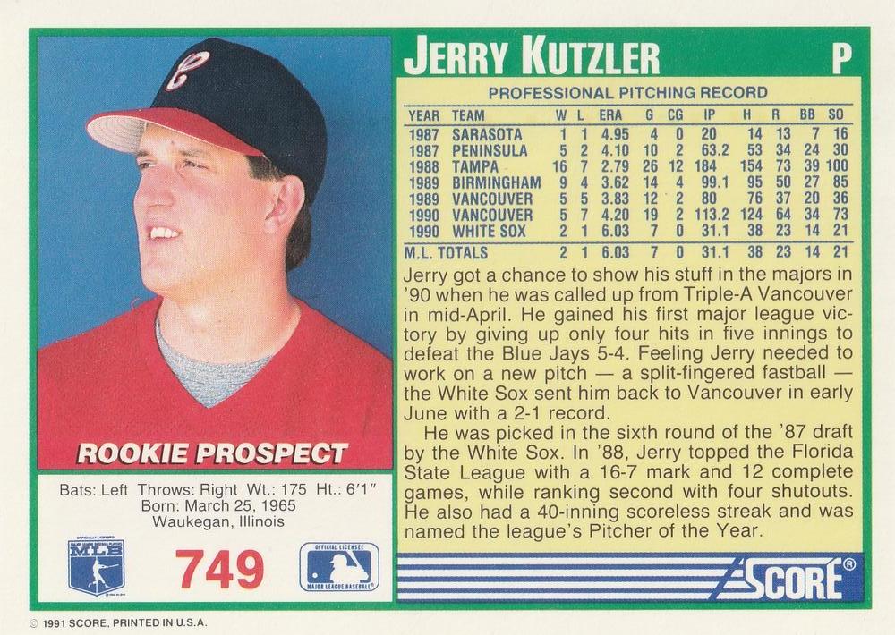 Jerry Kutzler  baseball card collectible - Main Image 2