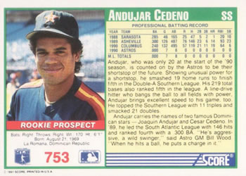 Andujar Cedeno  baseball card collectible - Main Image 2