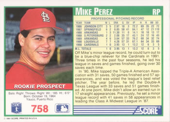Mike Perez  baseball card collectible - Main Image 2