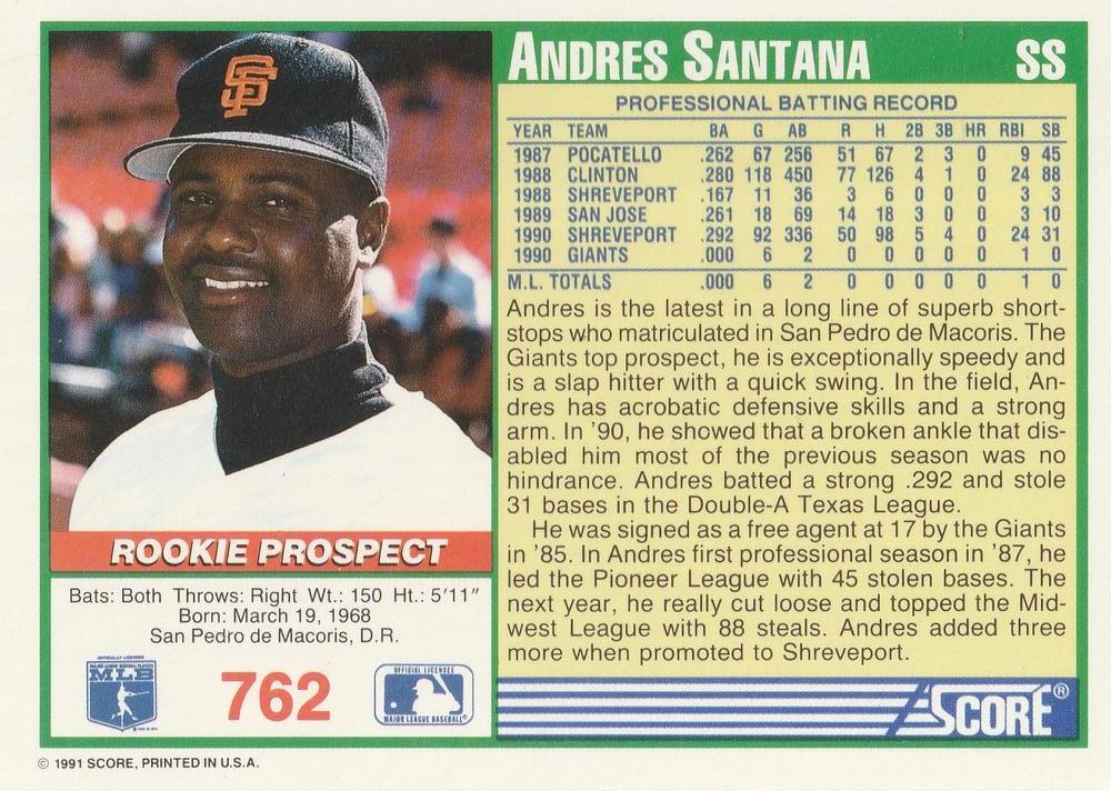 Andres Santana  baseball card collectible - Main Image 2