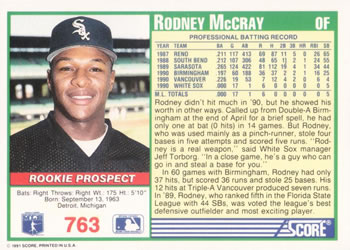 Rodney McCray  baseball card collectible - Main Image 2