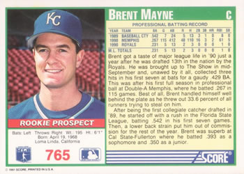 Brent Mayne  baseball card collectible - Main Image 2
