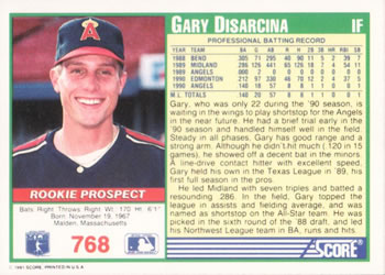 Gary DiSarcina  baseball card collectible - Main Image 2