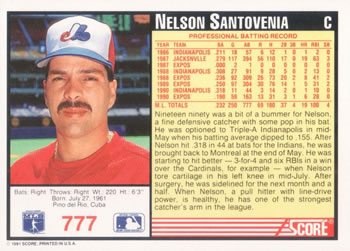Nelson Santovenia  baseball card collectible - Main Image 2