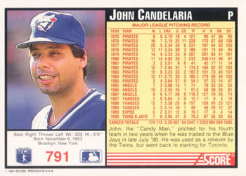 John Candelaria  baseball card collectible - Main Image 2