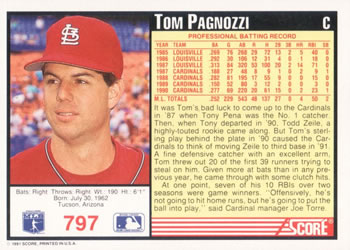 Tom Pagnozzi  baseball card collectible - Main Image 2