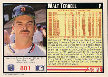 Walt Terrell  baseball card collectible - Main Image 2