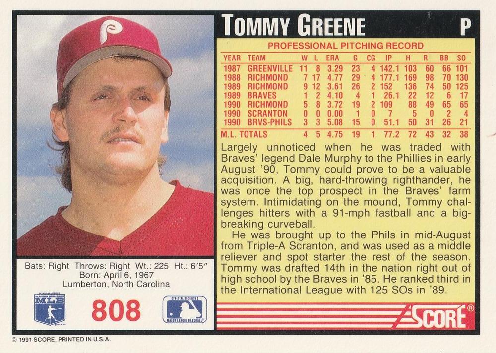 Tommy Greene  baseball card collectible - Main Image 2