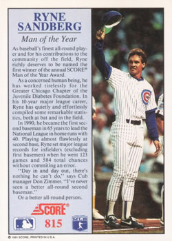 Ryne Sandberg  baseball card collectible - Main Image 2