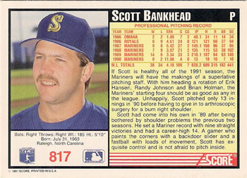 Scott Bankhead  baseball card collectible - Main Image 2