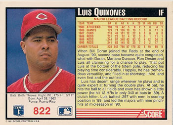 Luis Quinones  baseball card collectible - Main Image 2
