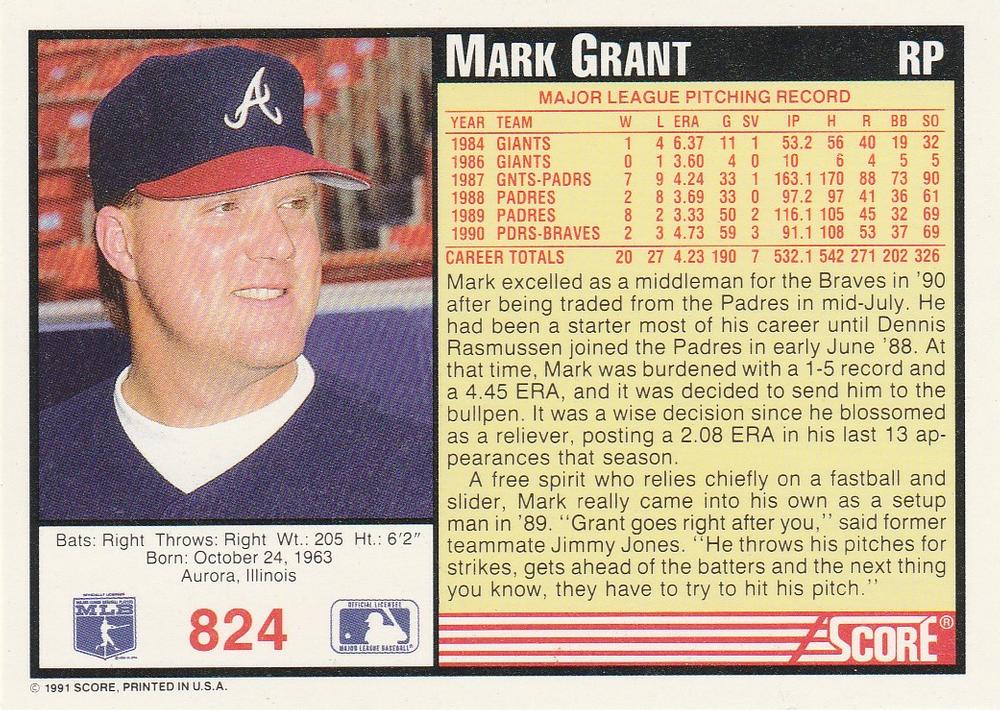Mark Grant  baseball card collectible - Main Image 2