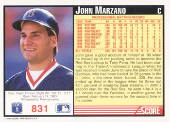 John Marzano  baseball card collectible - Main Image 2