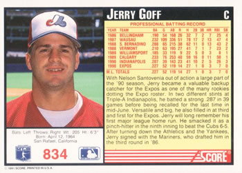 Jerry Goff  baseball card collectible - Main Image 2