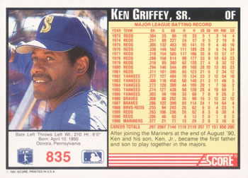 Ken Griffey, Sr.  baseball card collectible - Main Image 2