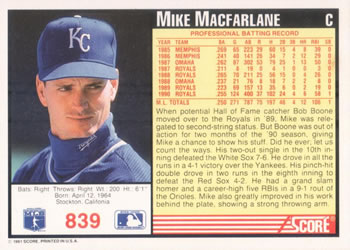 Mike Macfarlane  baseball card collectible - Main Image 2