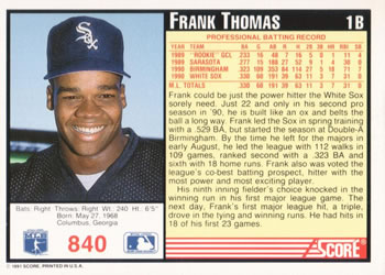 Frank Thomas  baseball card collectible - Main Image 2