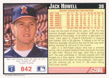 Jack Howell  baseball card collectible - Main Image 2