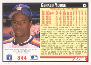 Gerald Young  baseball card collectible - Main Image 2