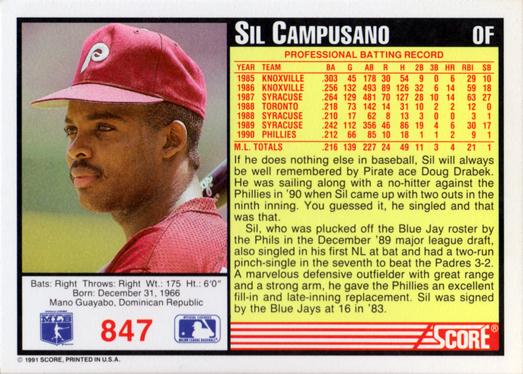 Sil Campusano  baseball card collectible - Main Image 2