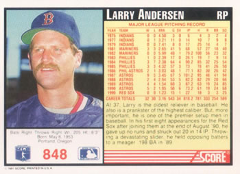 Larry Andersen  baseball card collectible - Main Image 2