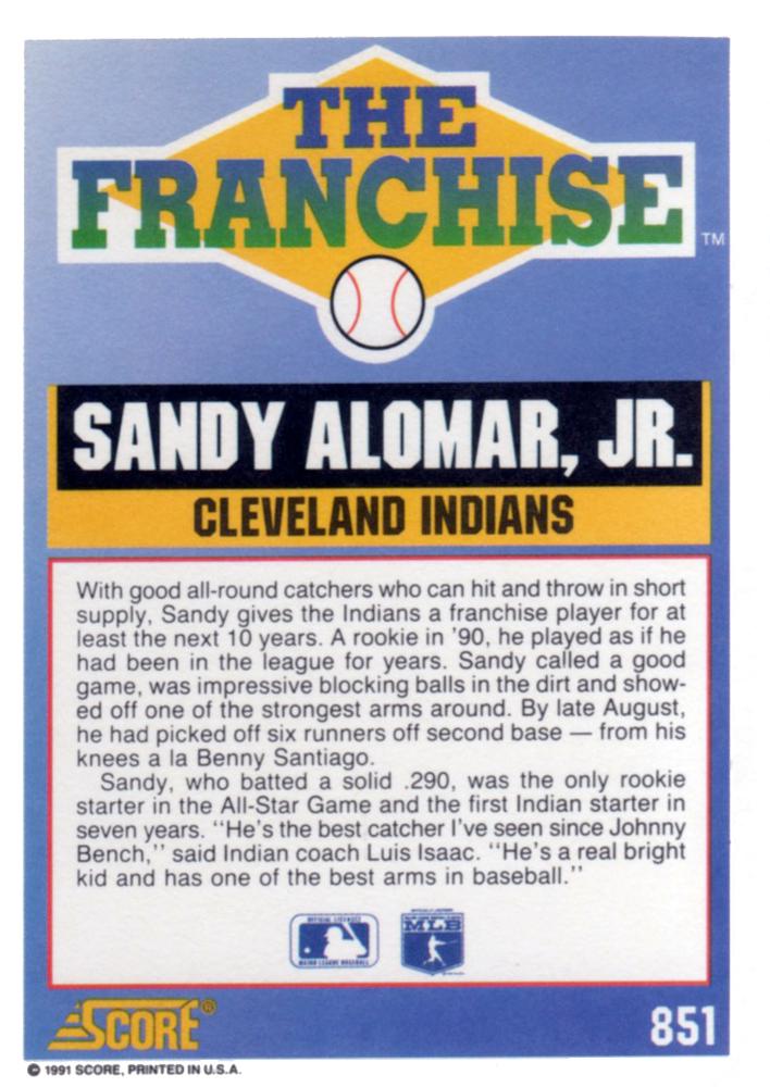 Sandy Alomar, Jr.  baseball card collectible - Main Image 2