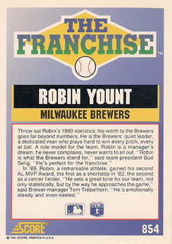 Robin Yount  baseball card collectible - Main Image 2