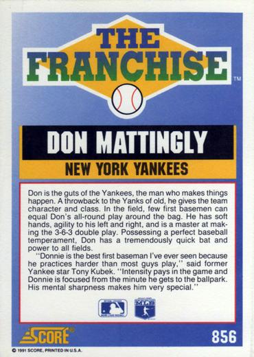Don Mattingly  baseball card collectible - Main Image 2