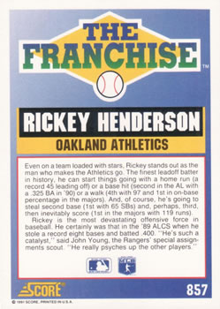Rickey Henderson  baseball card collectible - Main Image 2
