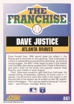 Dave Justice  baseball card collectible - Main Image 2