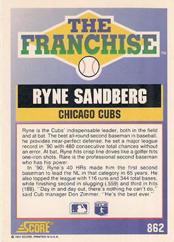 Ryne Sandberg  baseball card collectible - Main Image 2