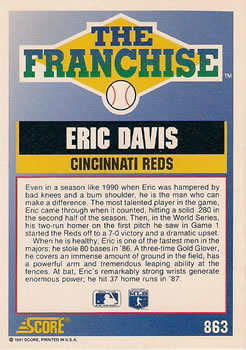Eric Davis  baseball card collectible - Main Image 2