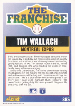 Tim Wallach  baseball card collectible - Main Image 2