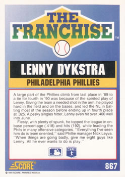 Lenny Dykstra  baseball card collectible - Main Image 2