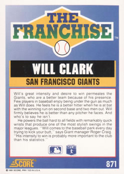 Will Clark  baseball card collectible - Main Image 2