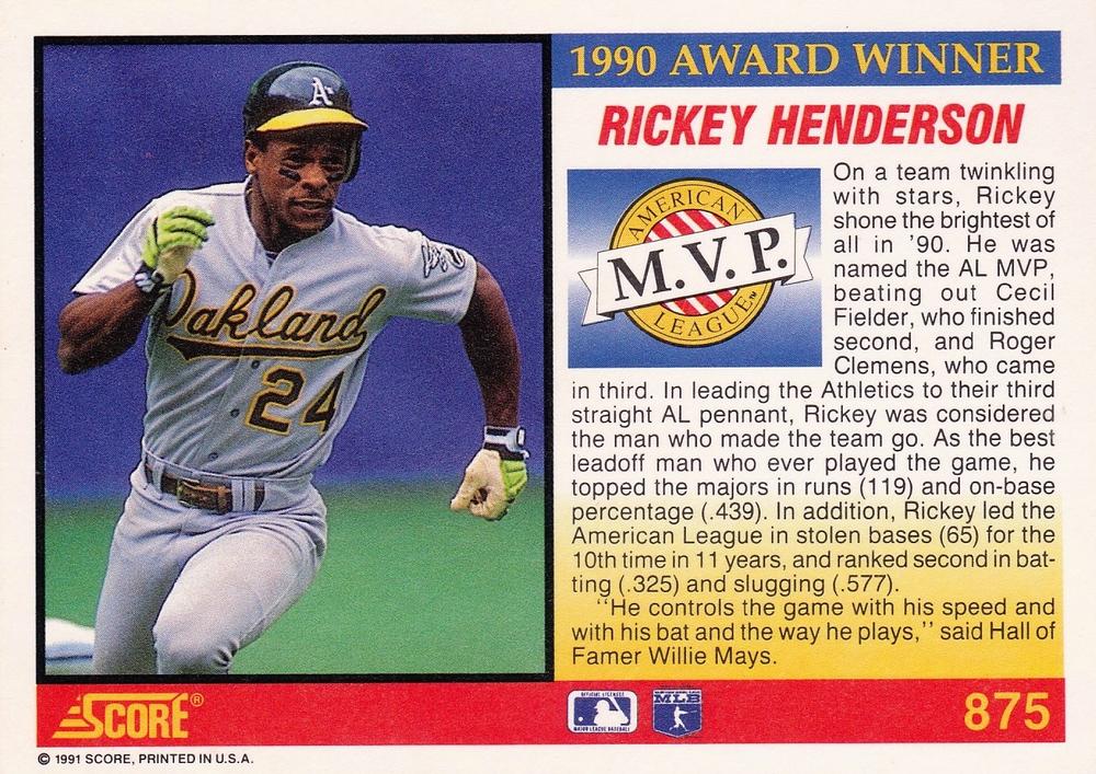Rickey Henderson  baseball card collectible - Main Image 2