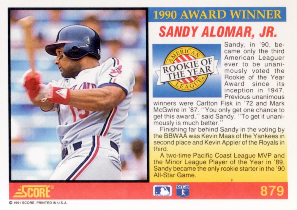 Sandy Alomar, Jr.  baseball card collectible - Main Image 2