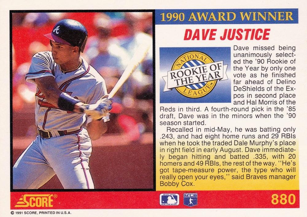 Dave Justice  baseball card collectible - Main Image 2