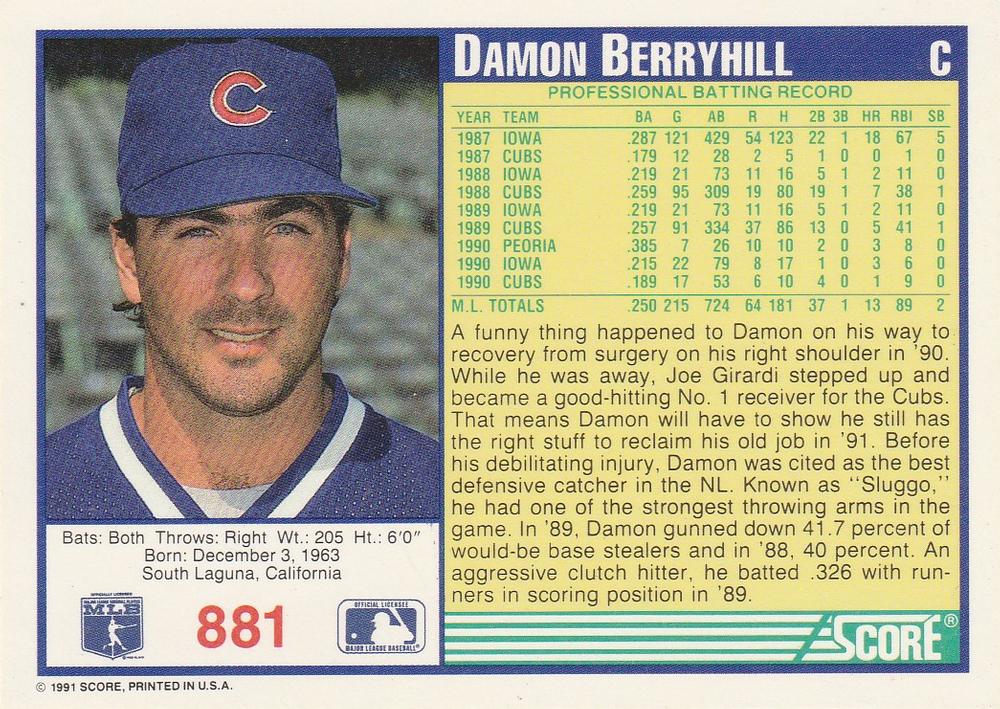 Damon Berryhill  baseball card collectible - Main Image 2