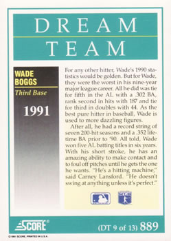 Wade Boggs  baseball card collectible - Main Image 2