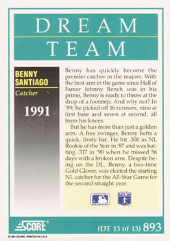 Benny Santiago  baseball card collectible - Main Image 2