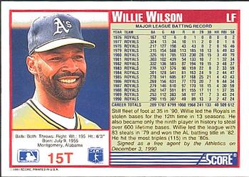 Willie Wilson  baseball card collectible - Main Image 2